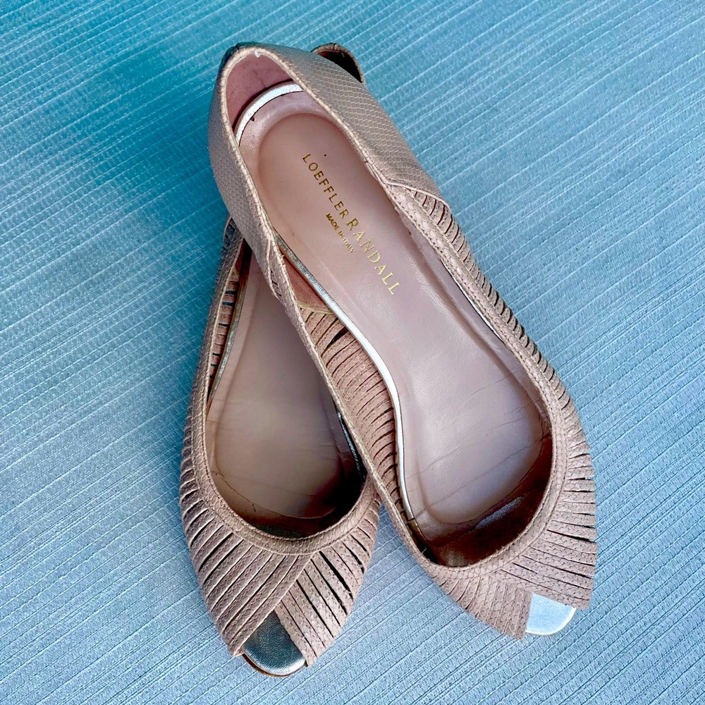 Loeffler Randal Blush Pink Leather Peep Toe Flats